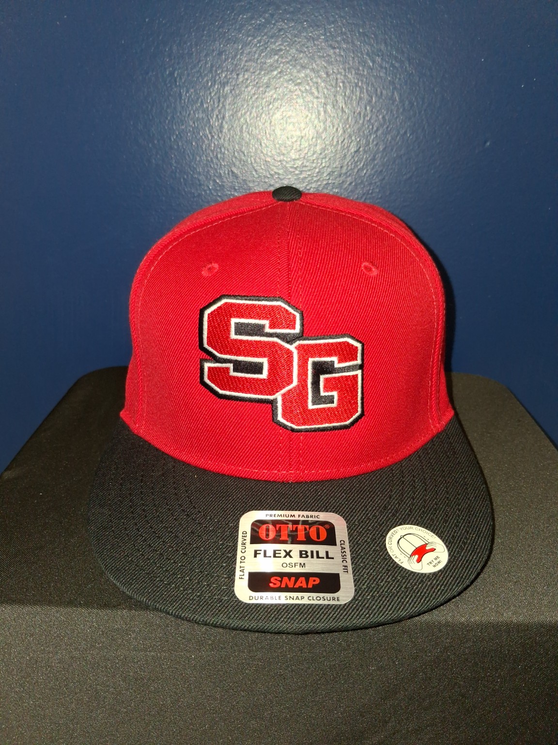 Red and black SG snapback hat