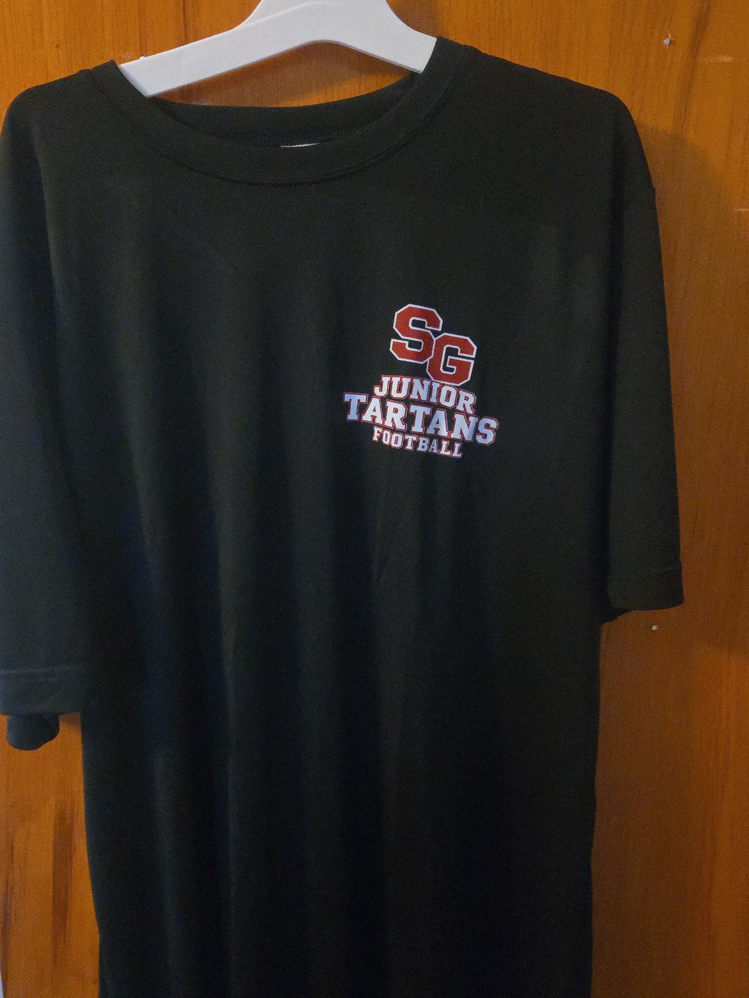 Black Junior Tartans football shirt, front