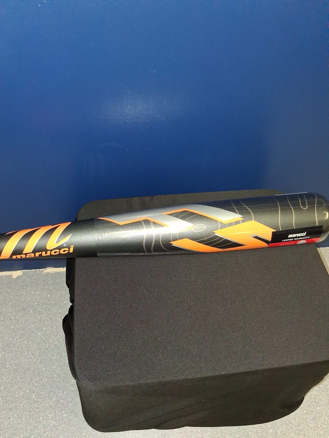 Orange grip Marucci bat barrel