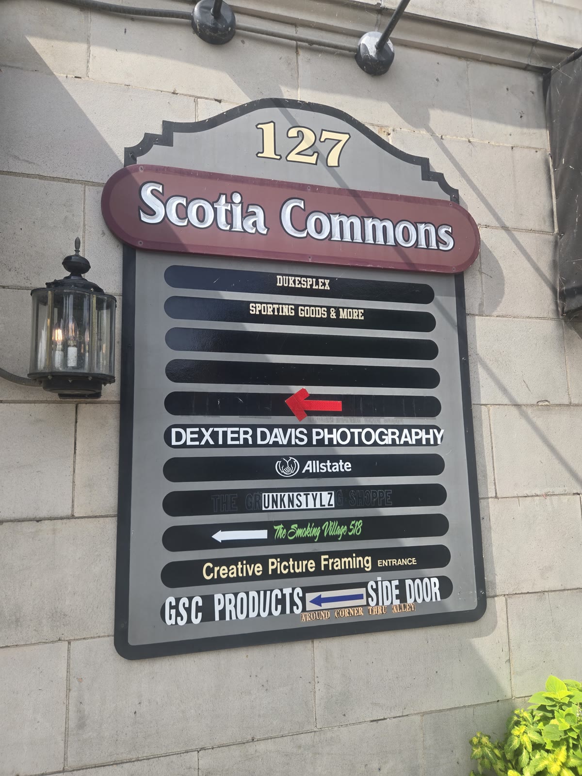 Directory sign at 127 Mohawk Ave listing DukesPlex